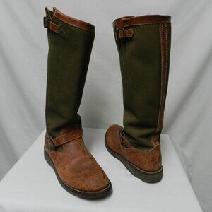 Chippewa Descaro Leather & Canvas Boots Soft Toe Men brown olive Size Sz 9 D